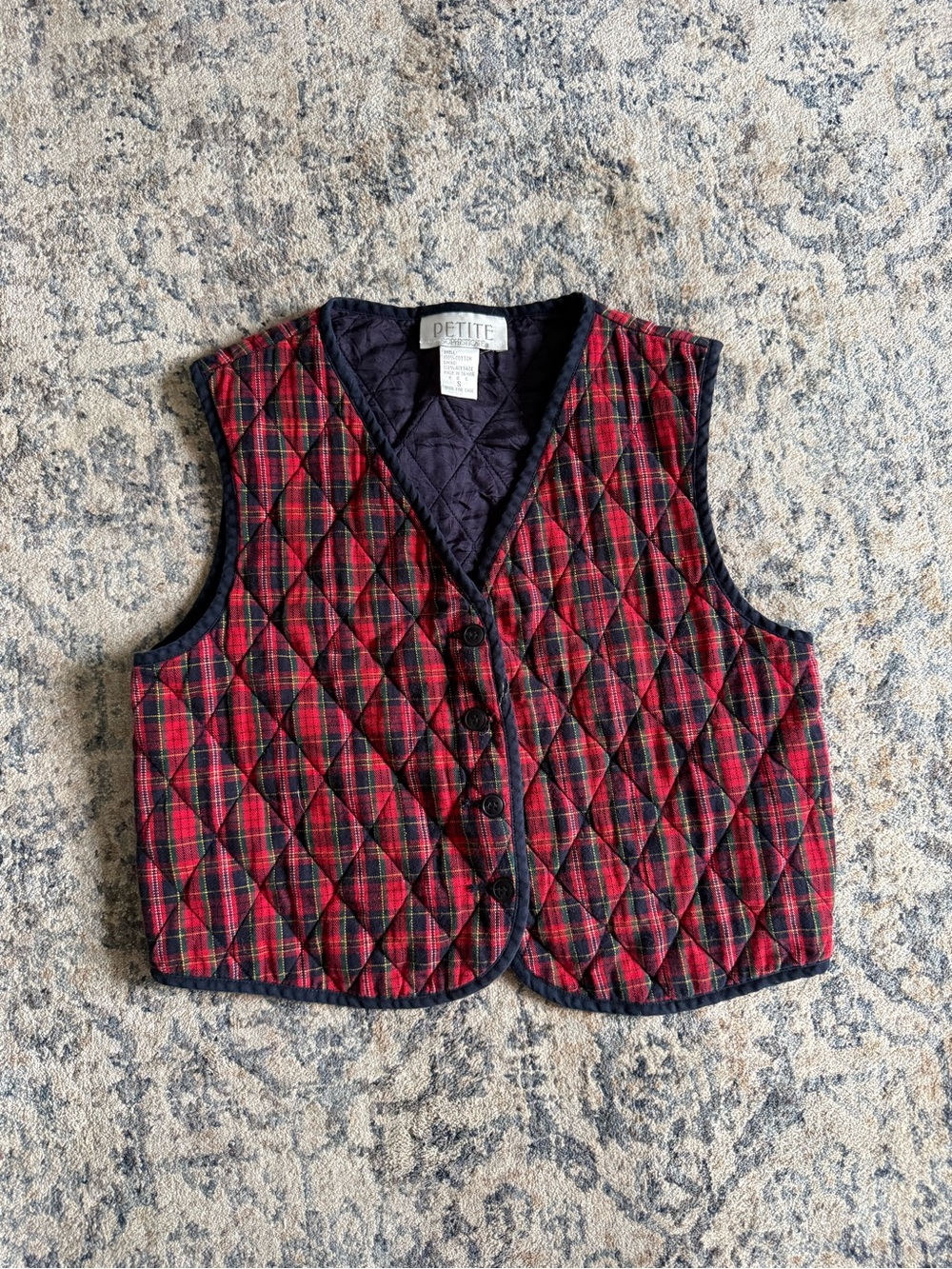 Vintage Quilted Red Plaid Vest